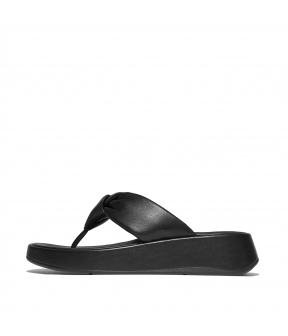 F-Mode Knot Soft-Leather Flatform Toe-Post Sandals