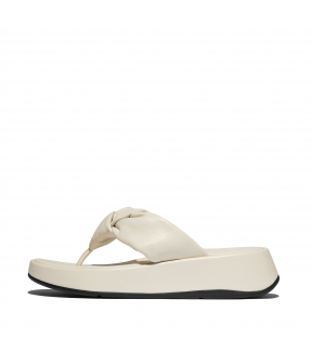 F-Mode Knot Soft-Leather Flatform Toe-Post Sandals